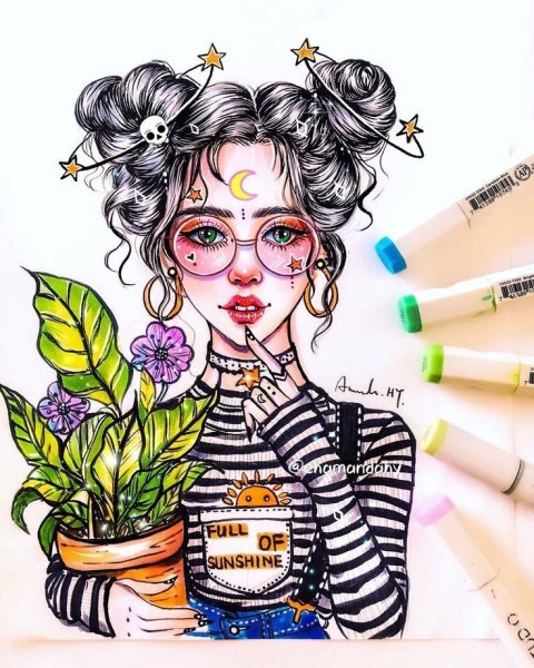 Рисунки маркерами люди