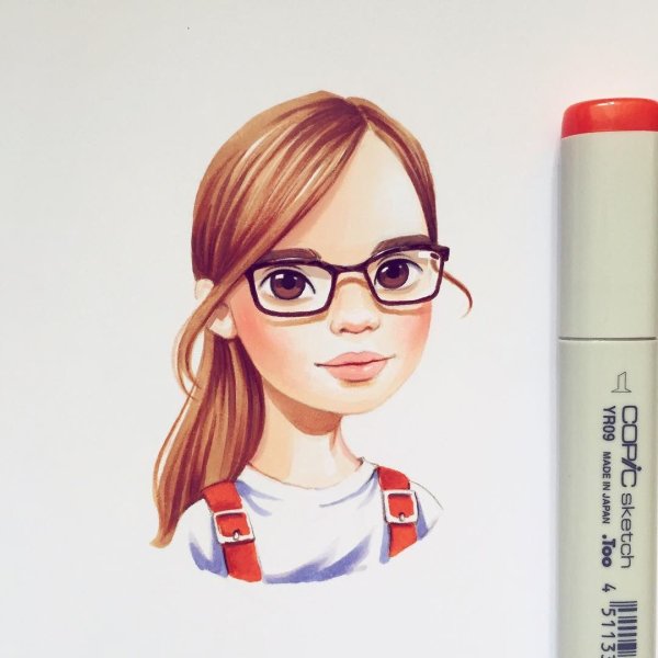 Скетч портрет маркерами