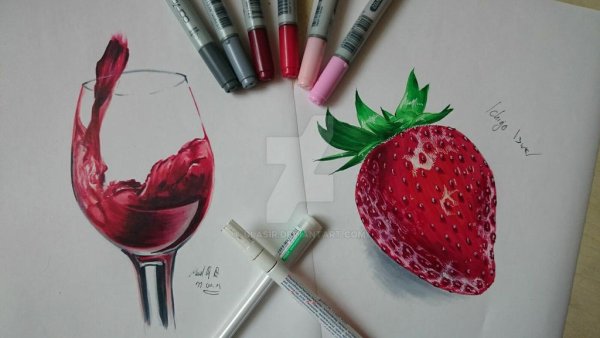 Вино маркерами для скетчинга