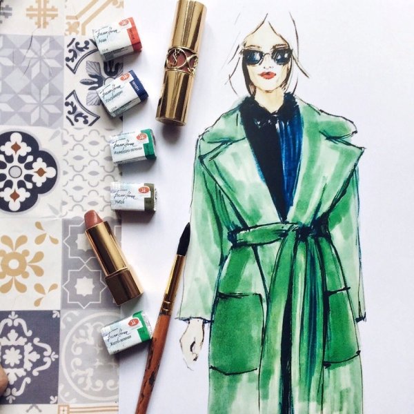 Фэшн иллюстрация маркерами