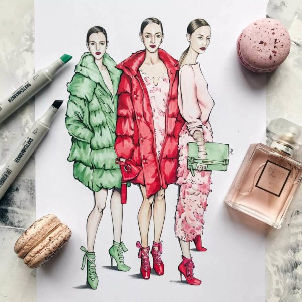 Модные фэшн иллюстрации
