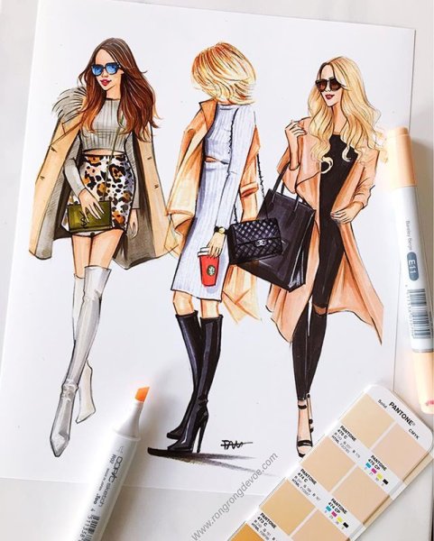 Модные эскизы девушек