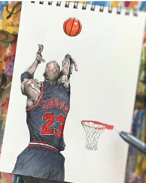 Нарисовать баскетбол Майкл Джордан