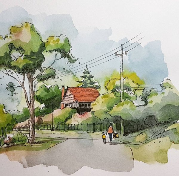 Летний пейзаж рисунок