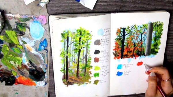 Пейзаж скетч маркерами