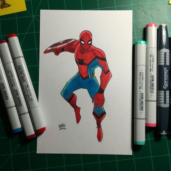 Человек паук маркерами