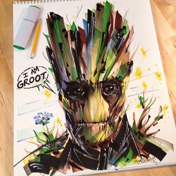 Рисунки фломастерами Марвел