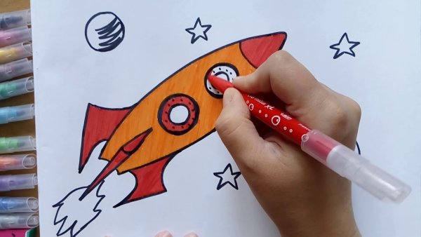 Космос акварелью для скетчбука