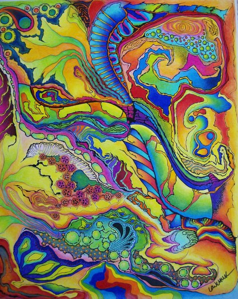 Абстрактная композиция фломастерами