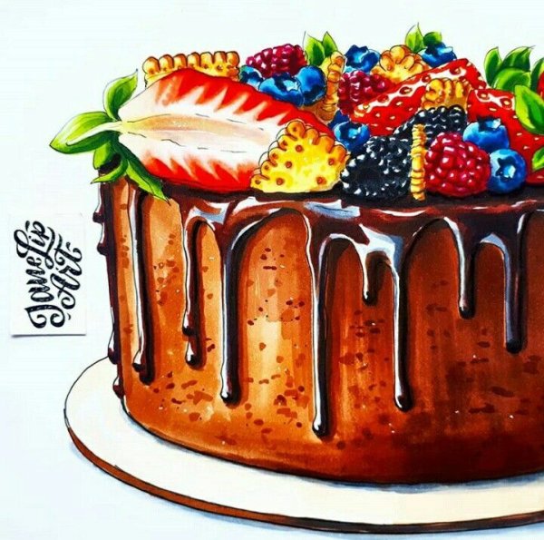 Тортик цветными карандашами