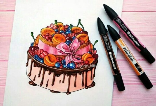 Рисунки маркерами выпечка