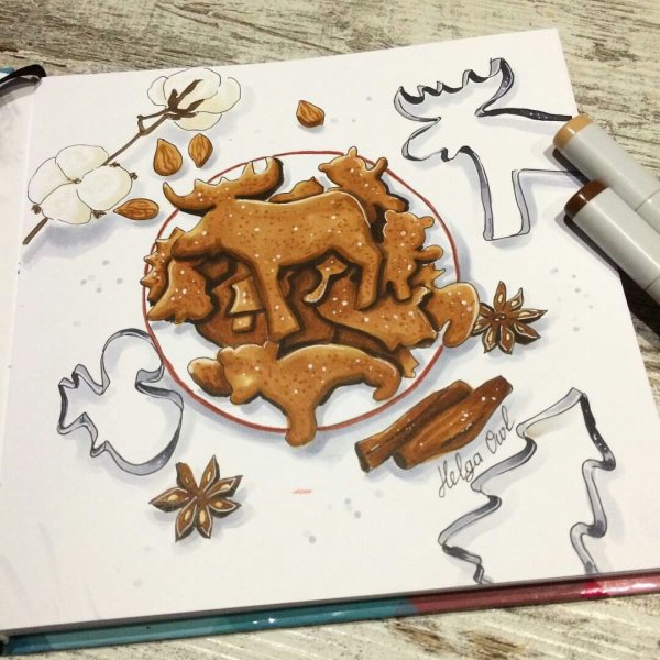Имбирный пряник скетчинг