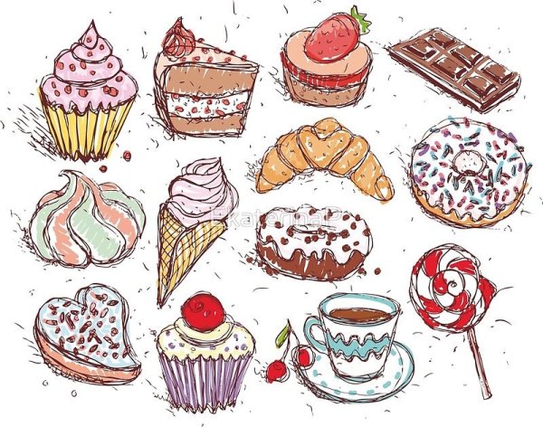 Рисунки для срисовки сладости