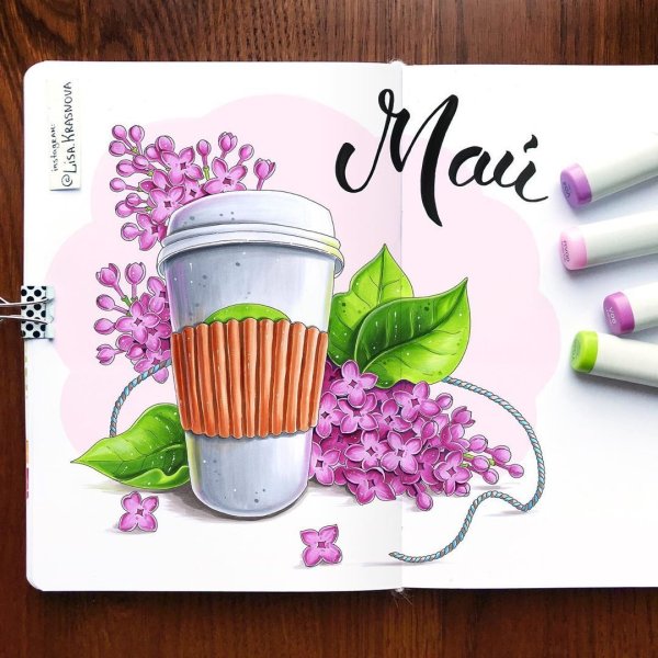 Рисунок скеч маркерами мёд