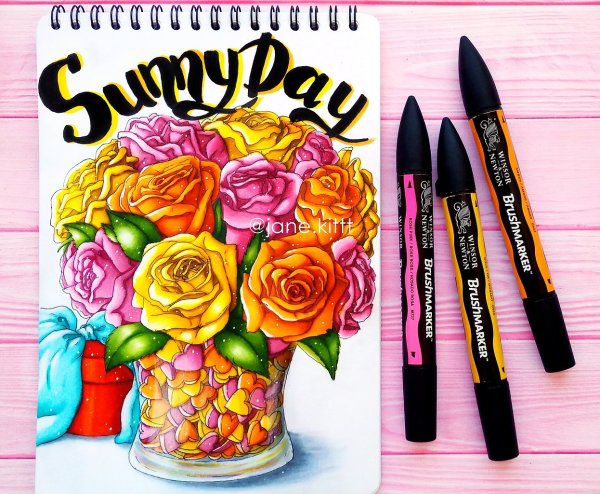 Роза маркерами