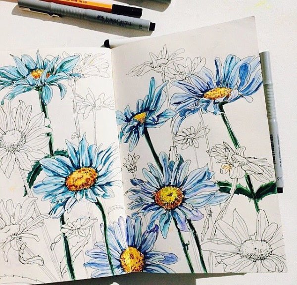 Ромашки маркерами