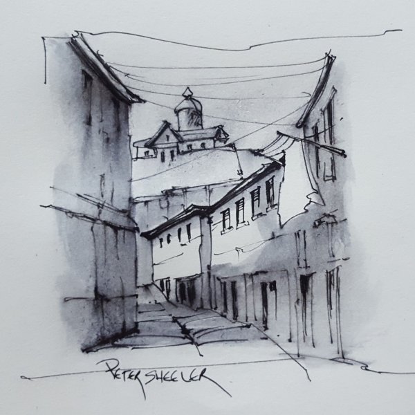 Наброски тушью архитектура