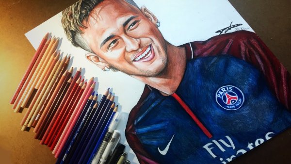 Футболист цветными карандашами