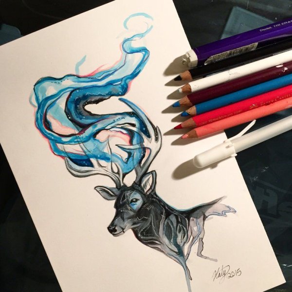 Животные в скетчбук маркерами