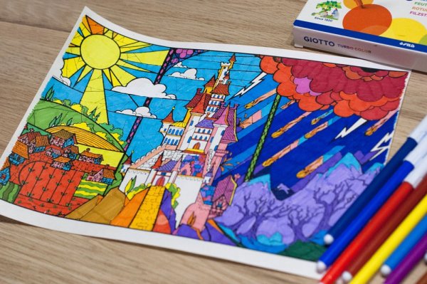 Картина по номерам фломастерами