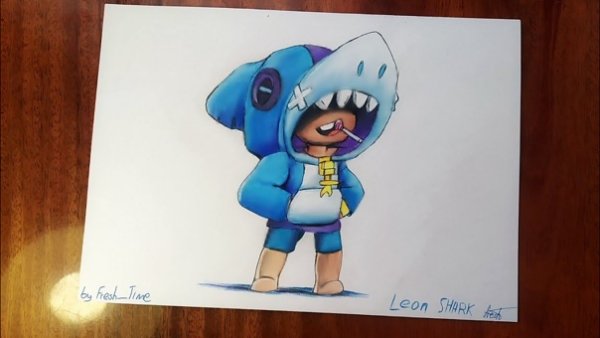 Леон акула из Brawl Stars нарисовать