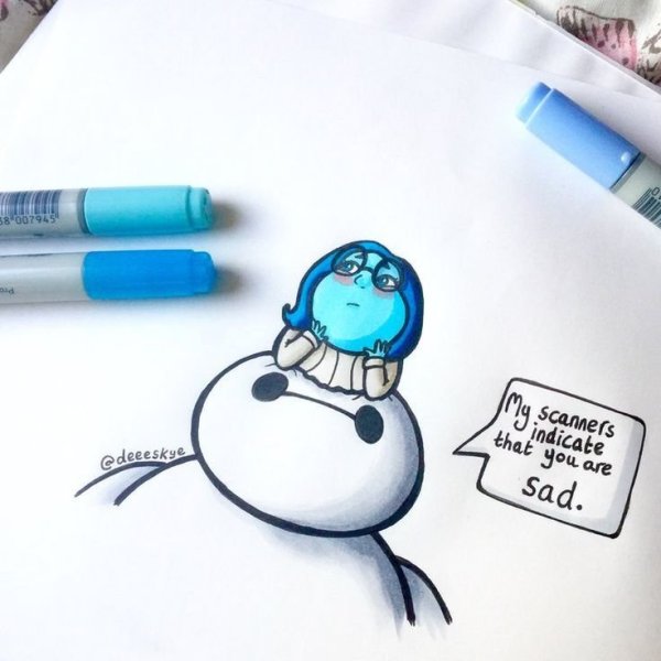 Рисунки маркером на бумаге