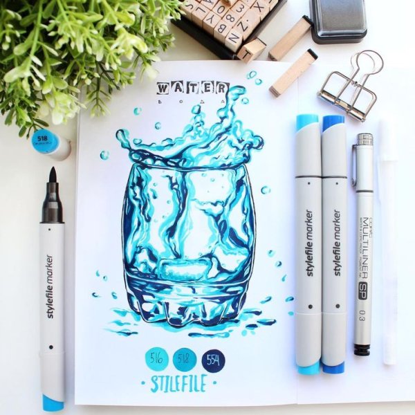 Вода маркерами