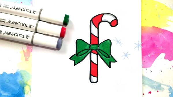 Леденец новогодний рисунок маркерами