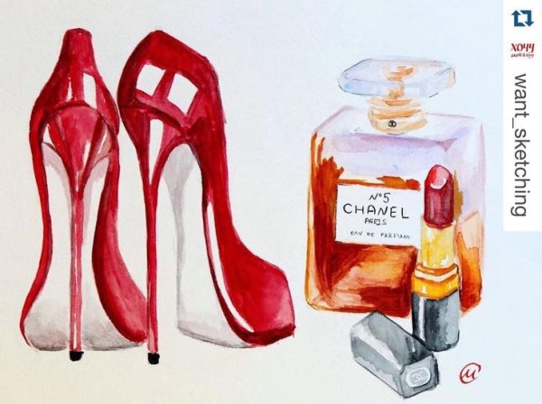 Скетчинг маркерами туфли