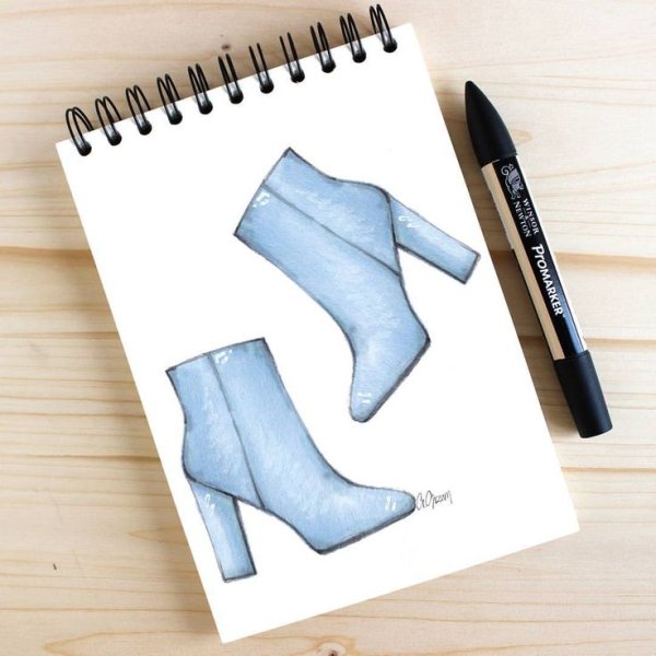 Рисунок маркерами туфли