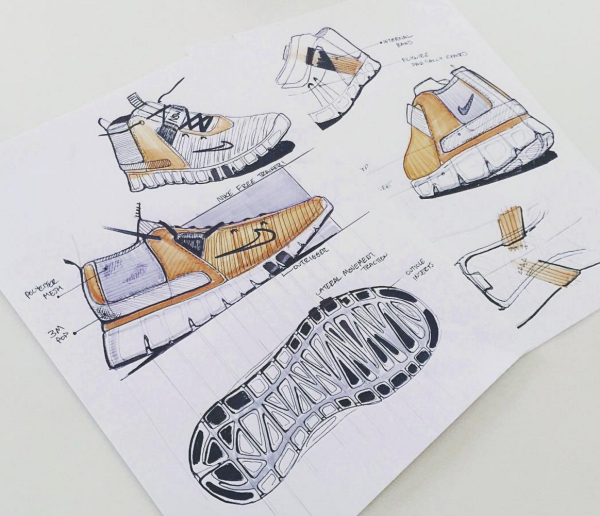 Скетч кроссовок маркерами