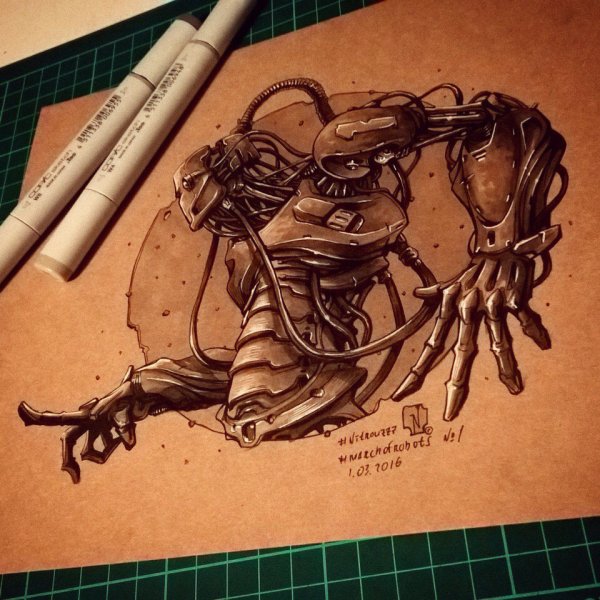 Картины маркерами в стиле стимпанк