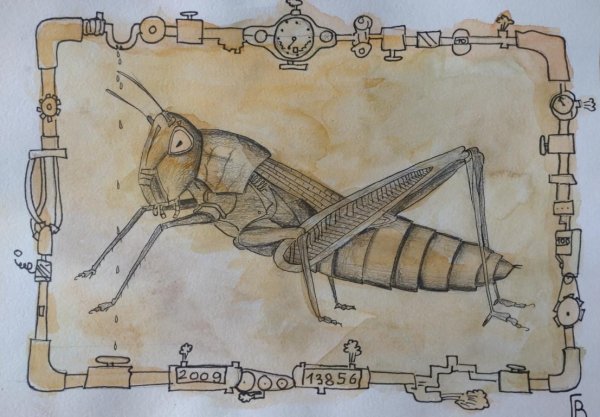 Стимпанк робот набросок