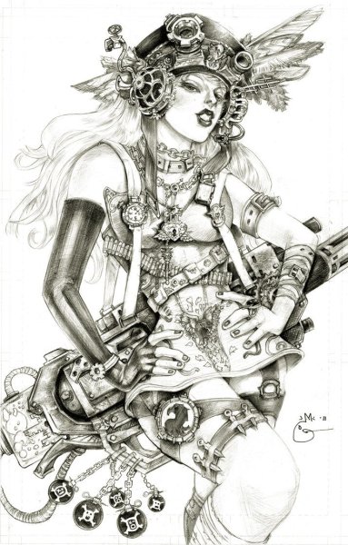 Чертежи в стиле стимпанк