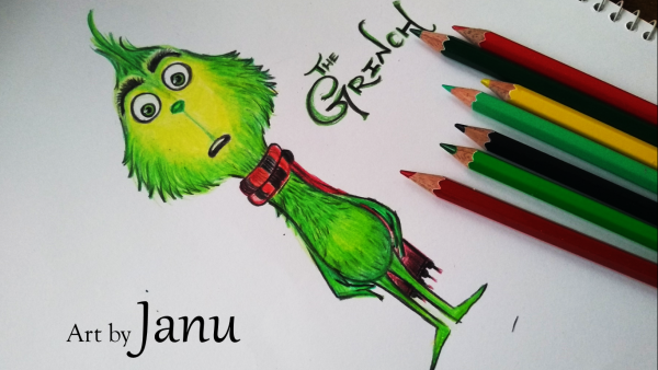 Рисунок Гринча фломастерами