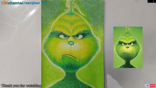 Рисунок Гринча фломастерами