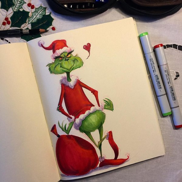 Рисунки для скетчбука Гринч