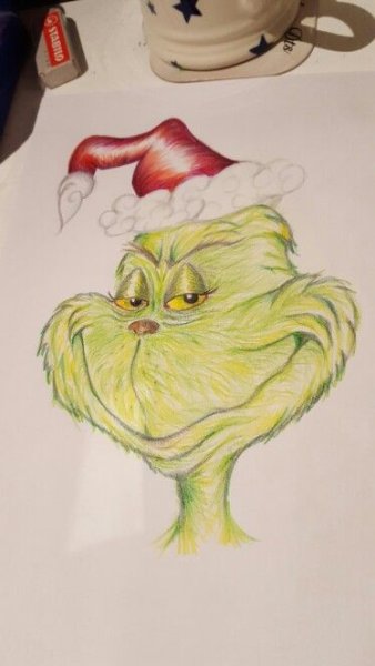 Гринч рисунок акварелью