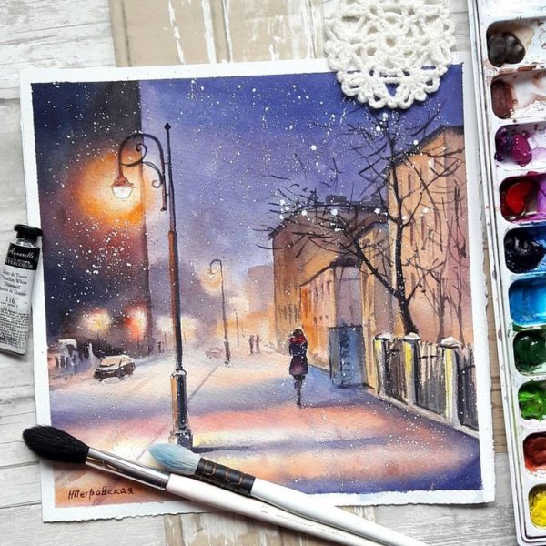 Зима маркерами