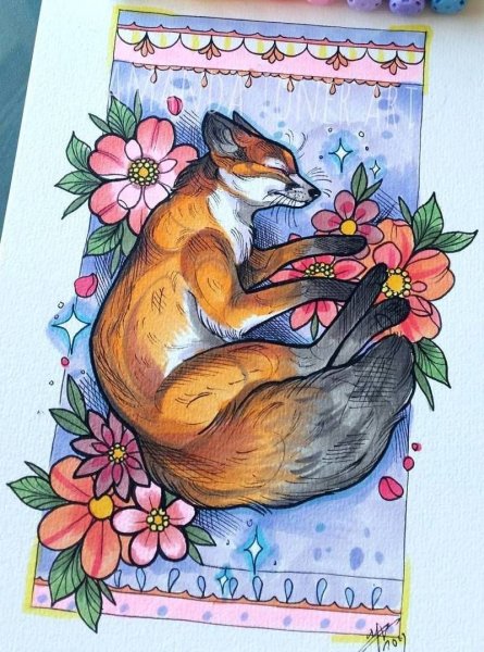 Лиса маркерами