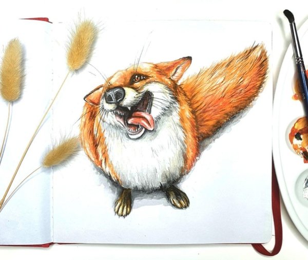 Лиса рисунок фломастером