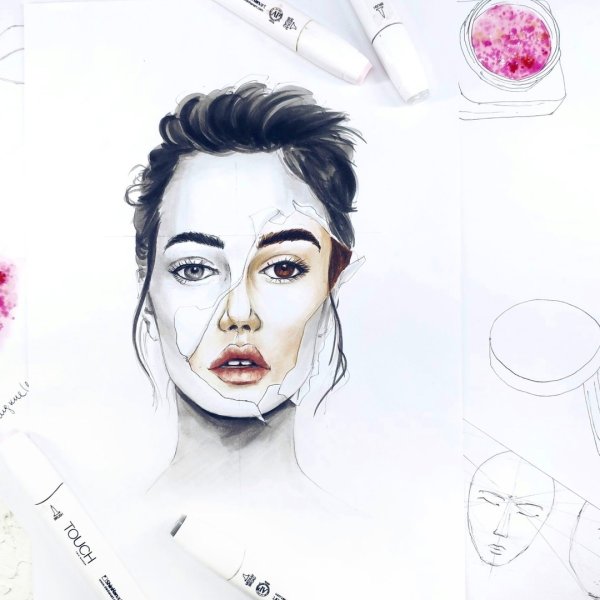 Скетчи маркерами люди