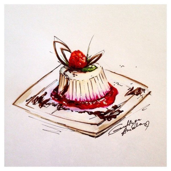 Чизкейк скетч маркерами