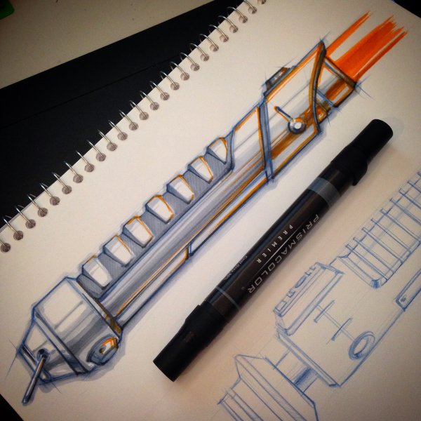 Скетч маркерами оружие