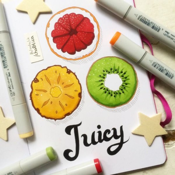 Летние рисунки маркерами лёгкие