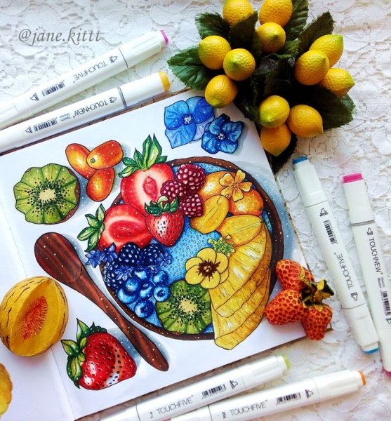 Фрукты маркерами