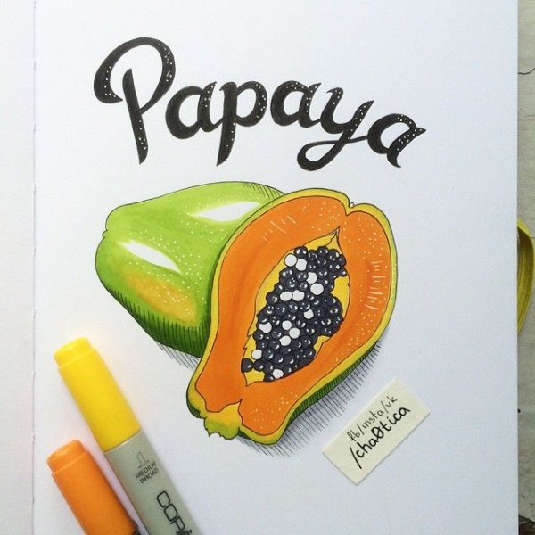 Лёгкие рисунки маркерами фрукты
