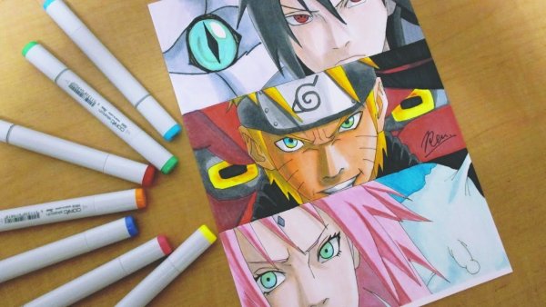 Аниме Наруто маркерами