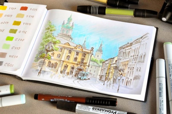 Скетчи спиртовыми маркерами