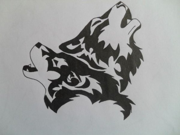 Волк черной ручкой